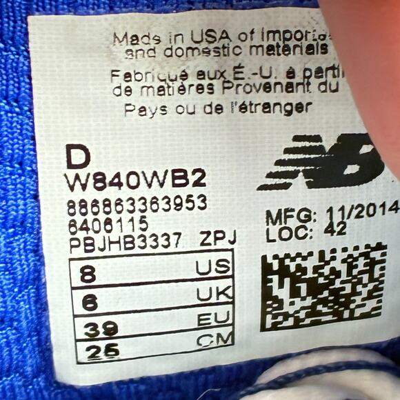 New Balance 840v2 Silver White Blue Running Shoes Sneakers W840WB2 Womens Size 8 - Picture 9 of 10